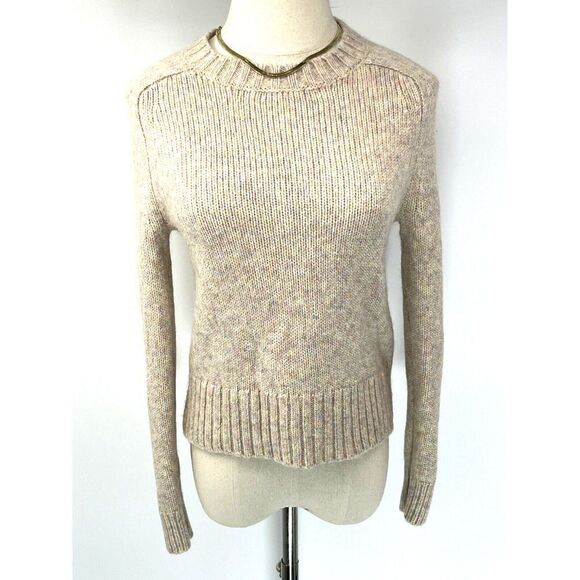 J.Crew Alpaca Blend Crew Neck Sweater Ivory Speckled Yarn Long Sleeves - Picture 12 of 12